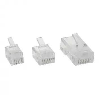 InLine RJ12 6P6C spiedspraudnis plakanajam kabelim, caurspīdīgs/balts, 10 gab.