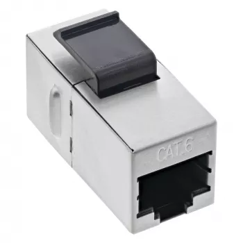 InLine RJ45 modulis sievišķais-sievišķais SNAP-In Cat.6 STP, melns/sudrabs