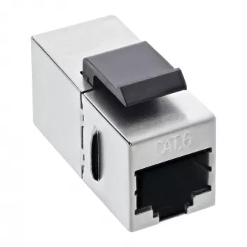 InLine RJ45 modulis sievišķais-sievišķais SNAP-In Cat.6 STP, melns/sudrabs