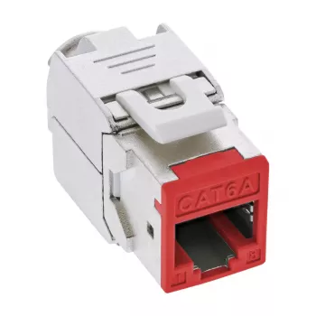 InLine Keystone RJ45 ligzda, ekranēta, Cat.6A, sarkana 8 gab.