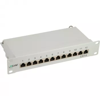 InLine Patch Panel 10 collu Cat.6 12 Portu 1U gaiši pelēks RAL7035