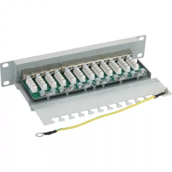 InLine Patch Panel 10 collu Cat.6 12 Portu 1U gaiši pelēks RAL7035