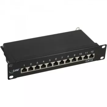 InLine Patch Panel 10 collu Cat.6 12 Portu 1U melns RAL9005