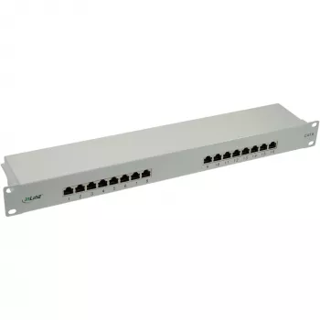 InLine Patch Panel Cat.6 16 Port 19 collas 1HE gaiši pelēks RAL7035