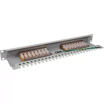 InLine Patch Panel Cat.6 16 Port 19 collas 1HE gaiši pelēks RAL7035