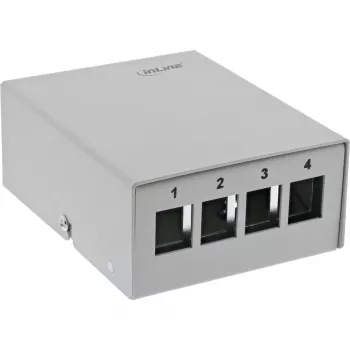 InLine Desktop Consolidation Point Box 4x Keystone RJ45, metāla, RAL7035