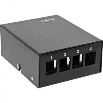 InLine Desktop Consolidation Point Box 4x Keystone RJ45, metāla, melna RAL9005