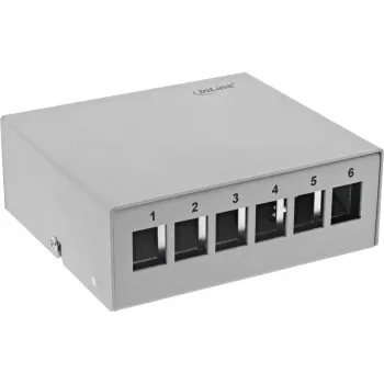 InLine Desktop Consolidation Point Box 6x Keystone RJ45, metāla, RAL7035