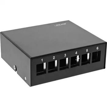 InLine Desktop Consolidation Point Box 6x Keystone RJ45, metāls, melns RAL9005