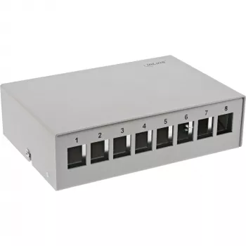 InLine Desktop konsolidācijas punkta kaste 8x Keystone RJ45, metāls, RAL7035