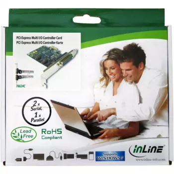 InLine saskarnes karte 1 ports 25 kontaktu paralēlais + 2 porti 9 kontaktu seriālais PCIe