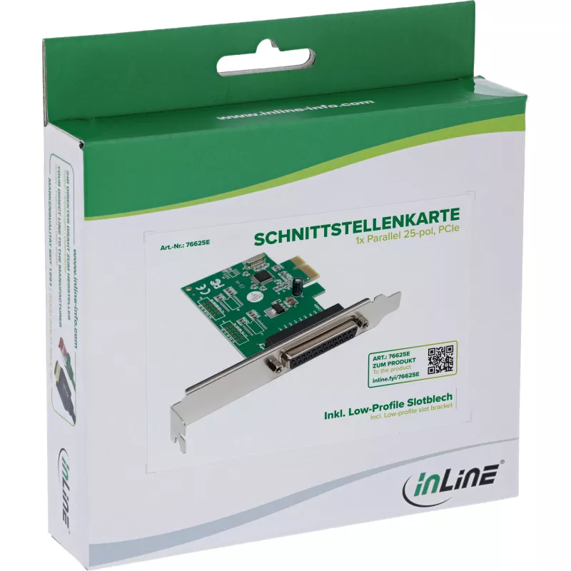 Iekšējais paralēlais adapteris InLine 76625E PCIe vīriešu WCH CH382L