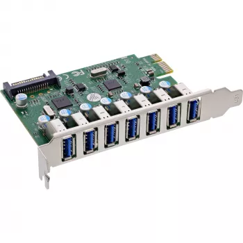InLine USB-A 3.2 Gen.1 7 Portu Host Kontrolieris PCIe, SATA Barošana