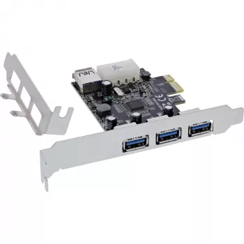 InLine 76662D PCIe USB 3.2 Gen 1 (3.1 Gen 1) kontrolierkarte ar 3+1 portiem un Molex 4-pin
