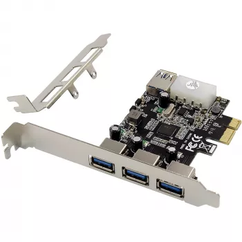 InLine 76662D PCIe USB 3.2 Gen 1 (3.1 Gen 1) kontrolierkarte ar 3+1 portiem un Molex 4-pin
