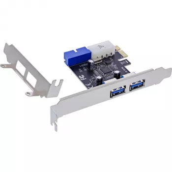 InLine 2+2 portu USB 3.2 Gen.1 hosta kontrolieris, PCIe, ar SATA strāvu + LP kronšteins