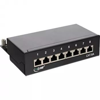 InLine Patch Panel Cat.6A 8 port melns RAL9005 galda/sienas montāžai