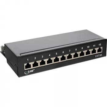 InLine Patch Panel Cat.6A galda/sienas montāža 12 portu melns
