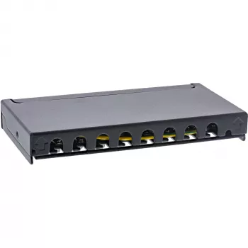 InLine Patch panel Cat.6A 0,5U 8-portu, galda/sienas/sliedes, melns, putekļu aizsardzība