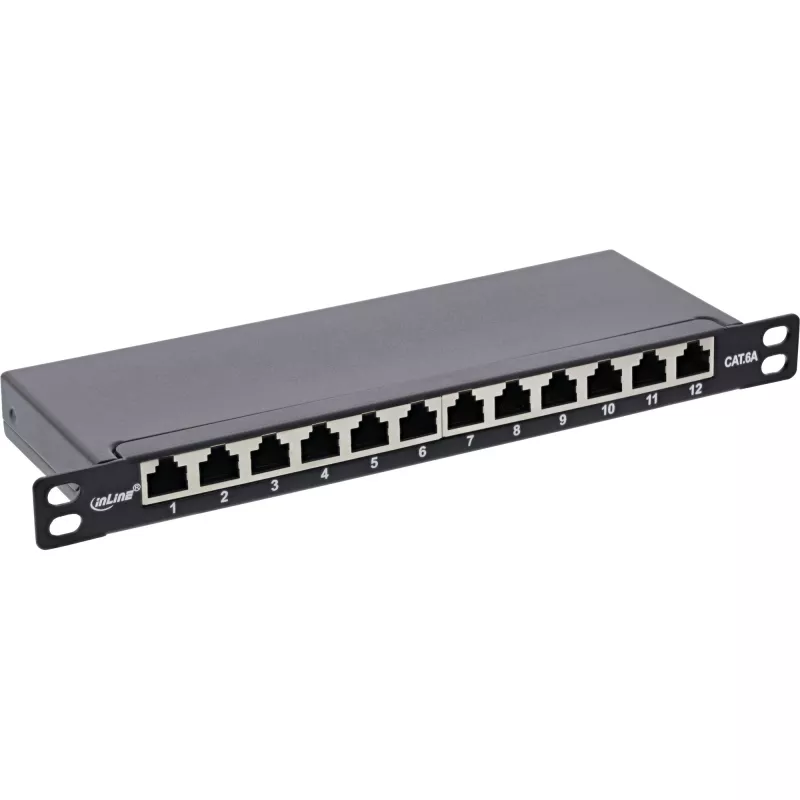 InLine Patch panel 10 collu Cat.6A 0.5U 12 portu melns RAL9005