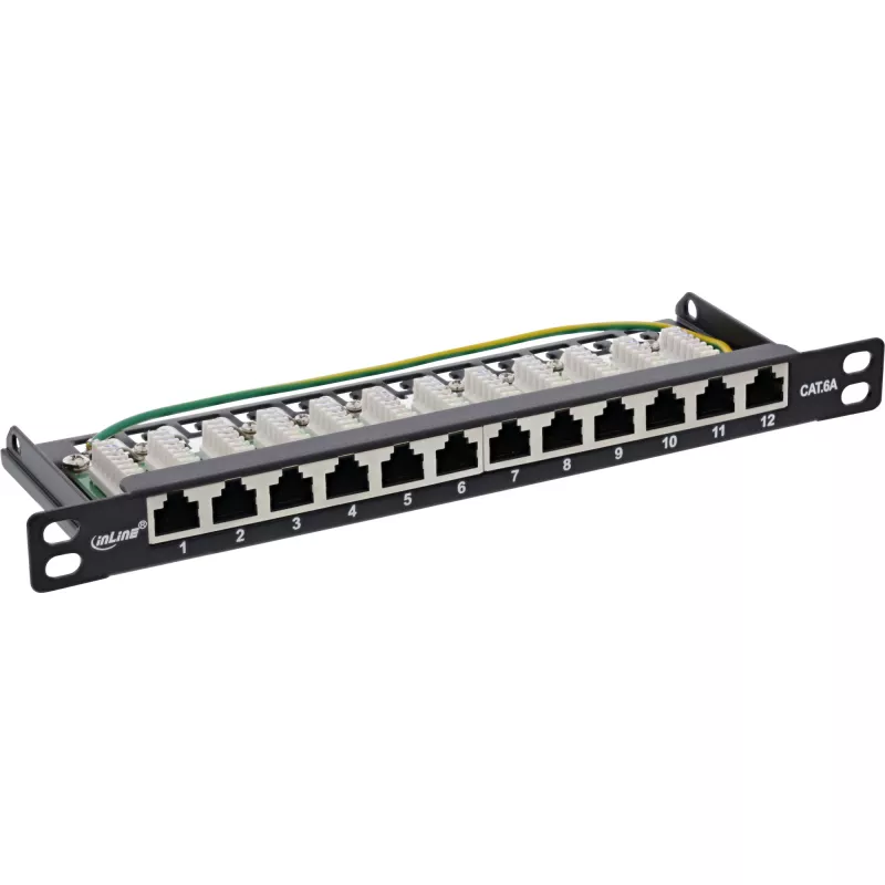 InLine Patch panel 10 collu Cat.6A 0.5U 12 portu melns RAL9005
