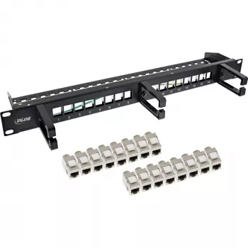 InLine Patch panel Cat.6A 16-portu 19 collu 1U Melns