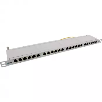 InLine Patch Panel 19 collas Cat.6A 24 Porti 0,5U gaiši pelēks RAL7035
