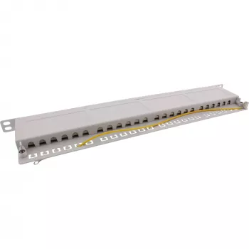 InLine Patch Panel 19 collas Cat.6A 24 Porti 0,5U gaiši pelēks RAL7035