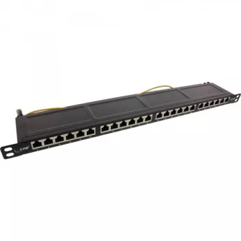InLine Patch Panel 19 inch Cat.6A 24 Porti 0,5U Melns RAL 9005
