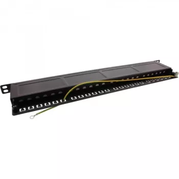 InLine Patch Panel 19 inch Cat.6A 24 Porti 0,5U Melns RAL 9005
