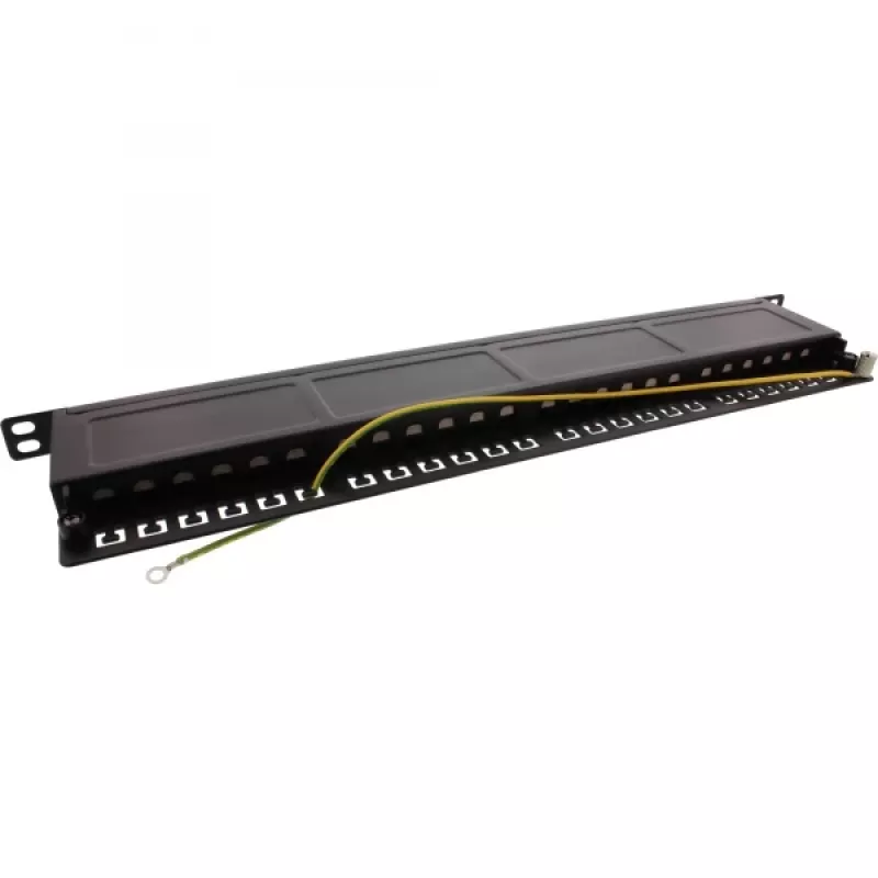 InLine Patch Panel 19 inch Cat.6A 24 Porti 0,5U Melns RAL 9005