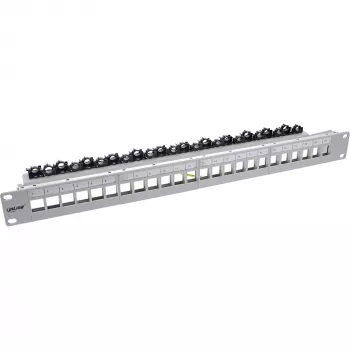 InLine Patch panel 24-portu Keystone tukšs panelis, 19 collu, 1U pelēks