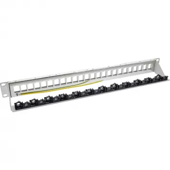 InLine Patch panel 24-portu Keystone tukšs panelis, 19 collu, 1U pelēks