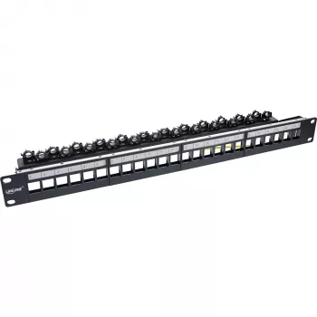 InLine Patch panel 24-portu, Keystone tukšs panelis, 19 collu, 1U, melns