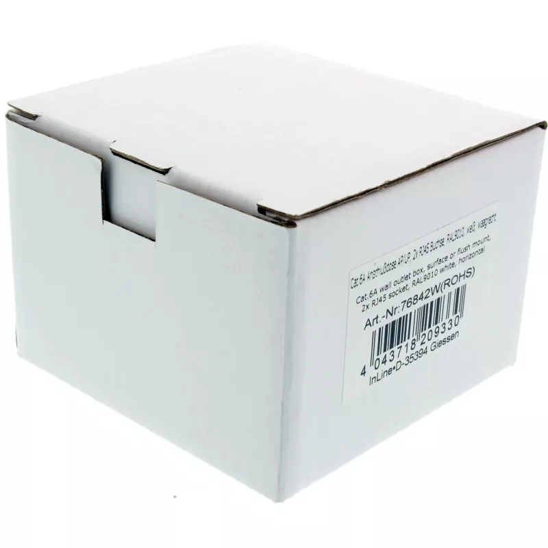 InLine Cat.6A sienas rozete 2x RJ45 ligzda virsmas vai iegremdētai montāžai 76842S
