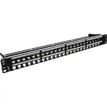 InLine RJ45 Keystone tukšais sadales panelis 19 collu, 48 porti, 1U, melns