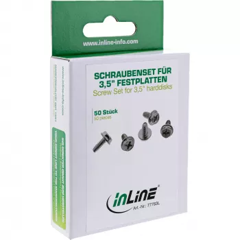 InLine Skrūvju komplekts 3,5 collu cietajiem diskiem garā versija 8mm 50 gab. InLine 77783L