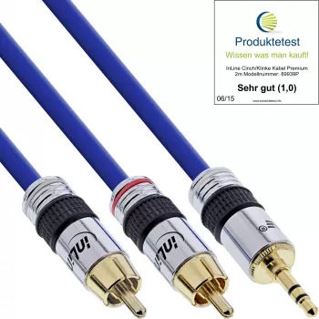 InLine Audio Kabelis Premium 2x RCA vīrietis / 3.5 mm vīrietis, apzeltīts, 3 m