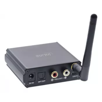 InLine Bluetooth 5.1 HiFi uztvērējs un USB DAC ar LCD, 30m diapazons