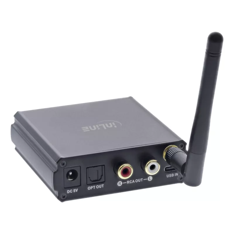InLine Bluetooth 5.1 HiFi uztvērējs un USB DAC ar LCD, 30m diapazons