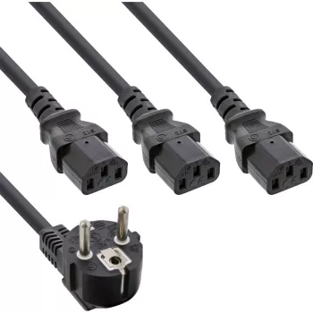 InLine B-16657G strāvas kabelis Melns 1 m Kontaktdakša F tips 3 x C13 savienotājs