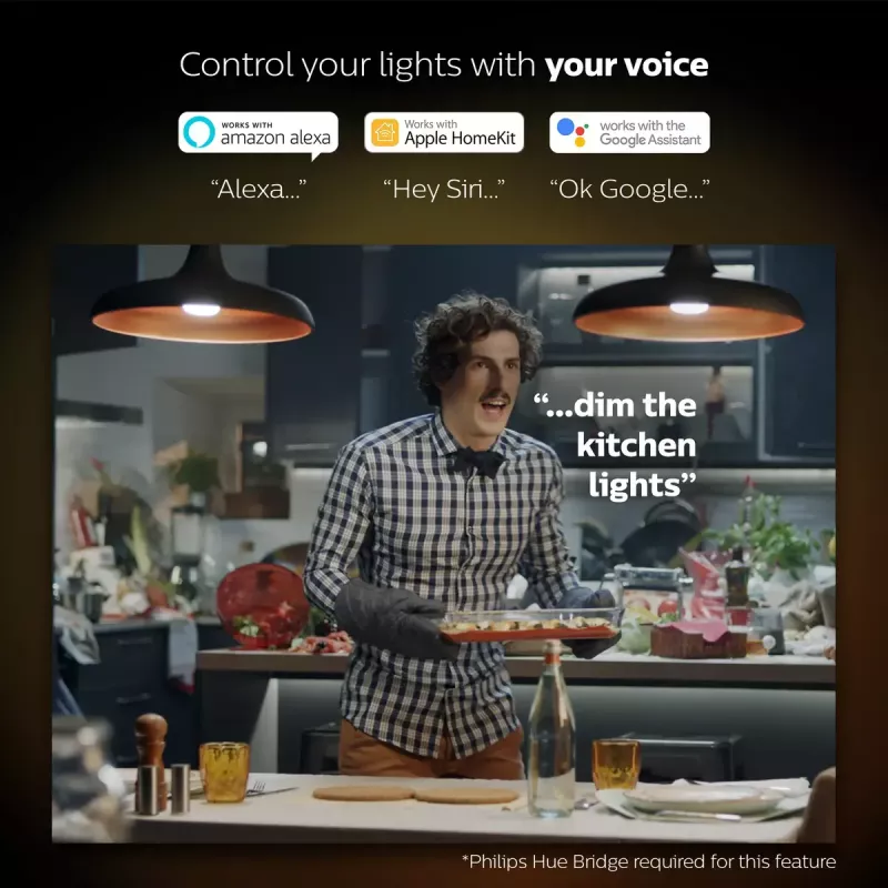 Philips Hue White and Colour Ambience viedās LED gaismas sākuma komplekts — 2× E27 11W spuldzes, Bluetooth/Zigbee