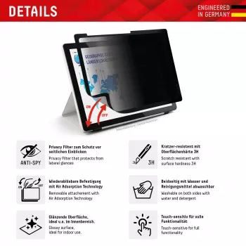 Displex TABLET PRIVACY SAFE noņemams 2-virzienu privātuma filtrs iPad 10,2'' (7./8./9. paaudze)
