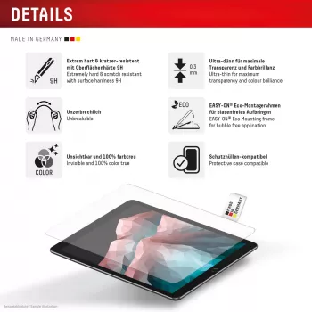 Displex Tablet Glass (9H) Samsung Galaxy Tab S10 FE+ ar Eco montāžas rāmi, nesalaužams