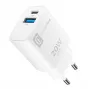 Cellularline divu portu ceļojumu lādētājs Apple ierīcēm, PD 20W, balts