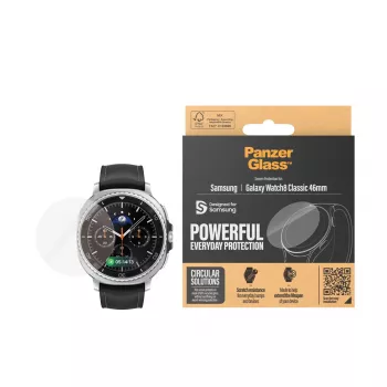 Aizsargstikls PanzerGlass Samsung Galaxy Watch8 Classic 46mm, pret skrāpējumiem un triecieniem