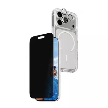 PanzerGlass CARE Privacy Case iPhone 17 Pro 3-in-1 — aizsargmaciņš ar privātuma aizsardzību un kameras vāciņu