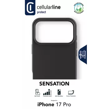 Cellularline Sensation - iPhone 17 Pro Pārvalks no īpaši mīksta silikona ar soft-touch apdari