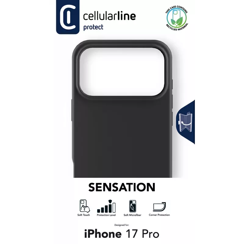 Cellularline Sensation - iPhone 17 Pro Pārvalks no īpaši mīksta silikona ar soft-touch apdari