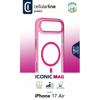 Cellularline Iconic Mag - Caurspīdīgs iPhone Air maciņš ar krāsainām malām, saderīgs ar MagSafe